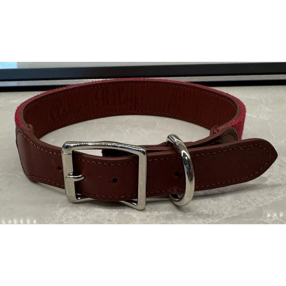 ALABAMA CRIMSON TIDE - ASHER RILEY NEEDLEPOINT DOG COLLAR - SIZE SMALL